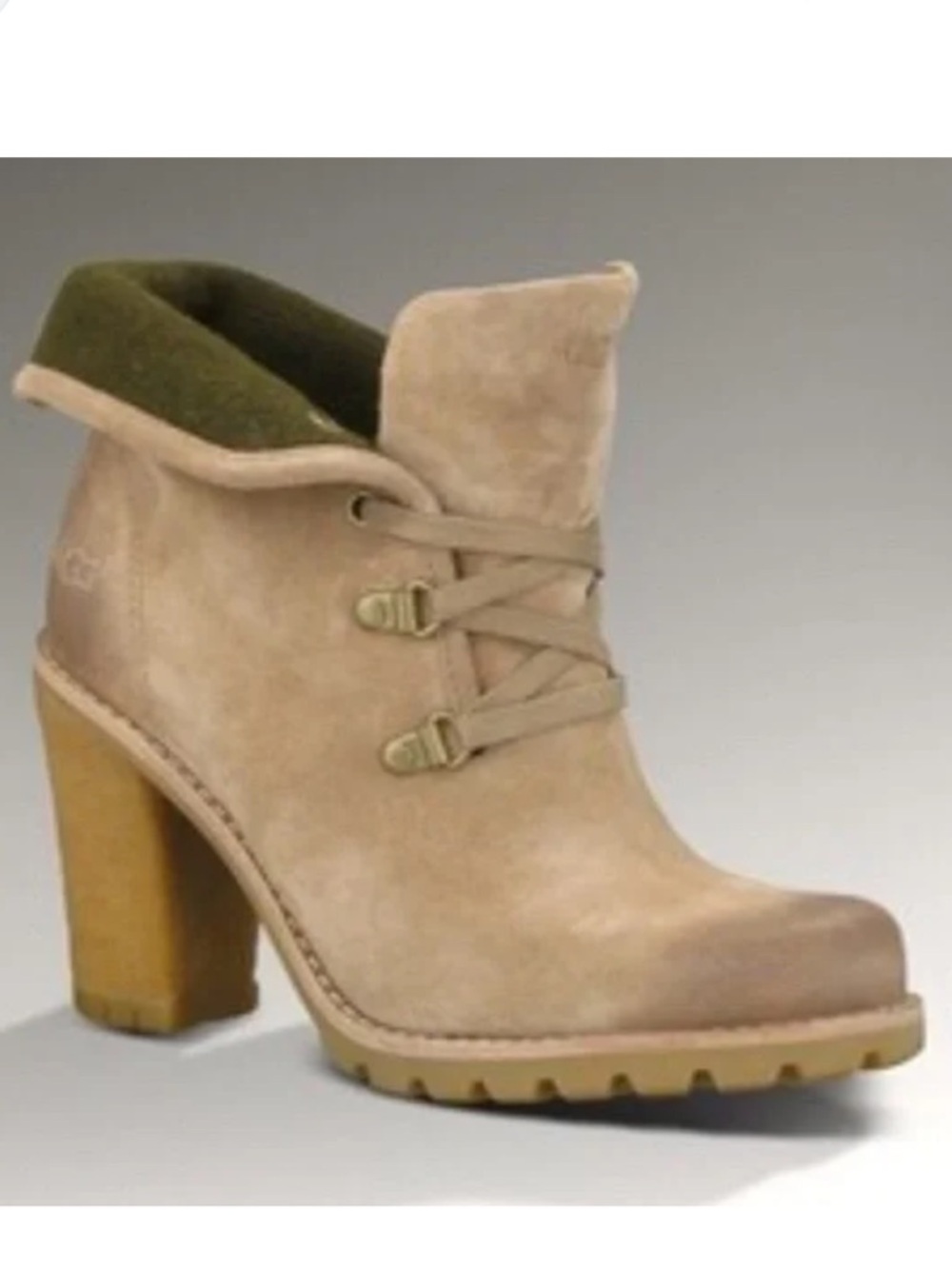 UGG Calynda Suede Lace-Up Ankle Boot in Taupe